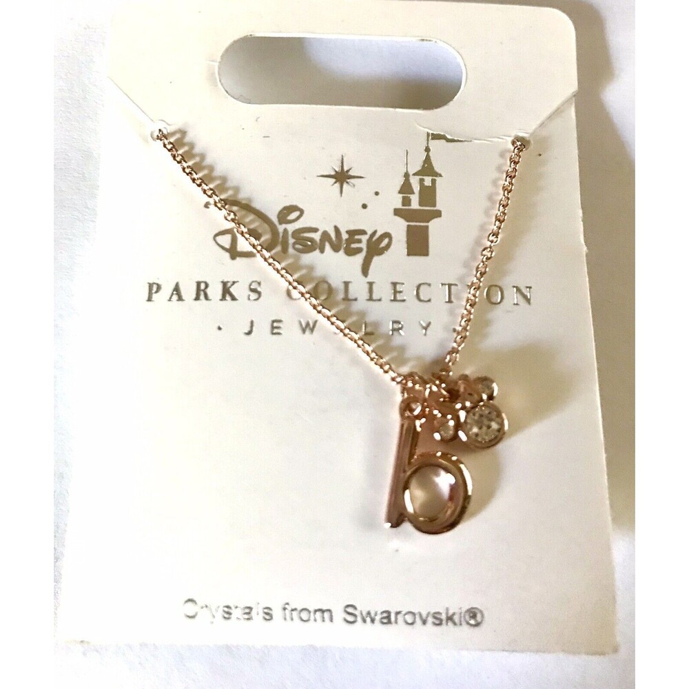 Disney Park Mickey Faux Gem Icon Lower Case Letter Initial *b* Necklace Gold